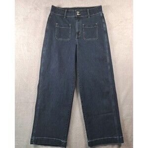 Old Navy Extra High Rise Sky Hi Wide Leg Jeans 8P Blue Office Casual Dinner Date
